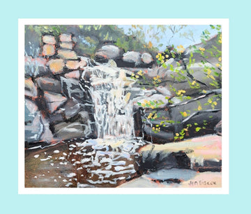 Print of a painting by Jen Biscoe of a waterfall in Deep Creek National park