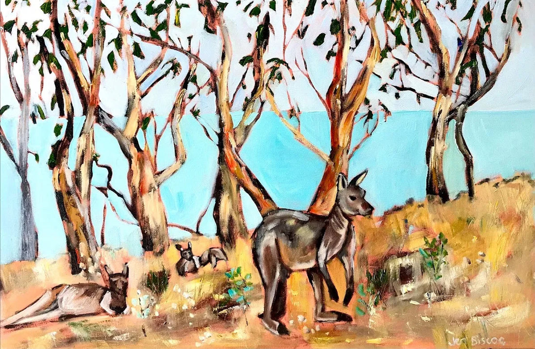 'Kangaroos at Blowhole Beach' Paper Print