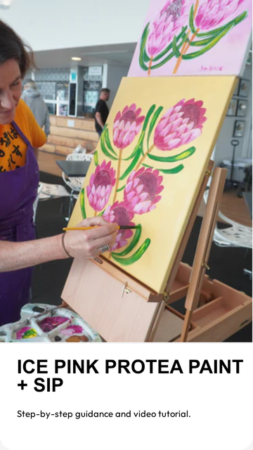 Ice Pink Protea Paint + Sip Class